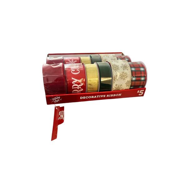 Holiday Style Decorative Christmas Ribbon Multipack - 12 Rolls Assorted Designs - Picture 1 of 2